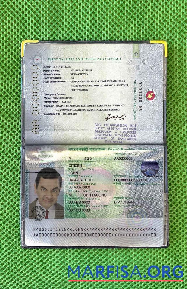 Blank Bangladesh passport (2013 2019) photo look download for verification